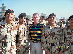 Command Sergeant Major Greer with officer candidates training for the new Iraqi army..