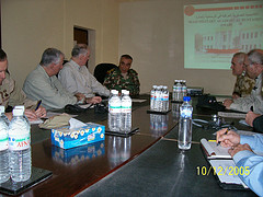 Major Messing attends a briefing in the US Army 1st Armored Division Baghdad TAC.