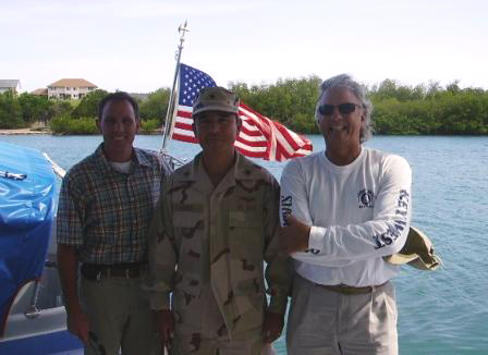 Major Messing and Command Sergeant Major Greer with JTF Guantanamo Commander, Rear Admiral Harris.