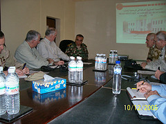 Major Messing attends a briefing in the US Army 1st Armored Division Baghdad TAC.